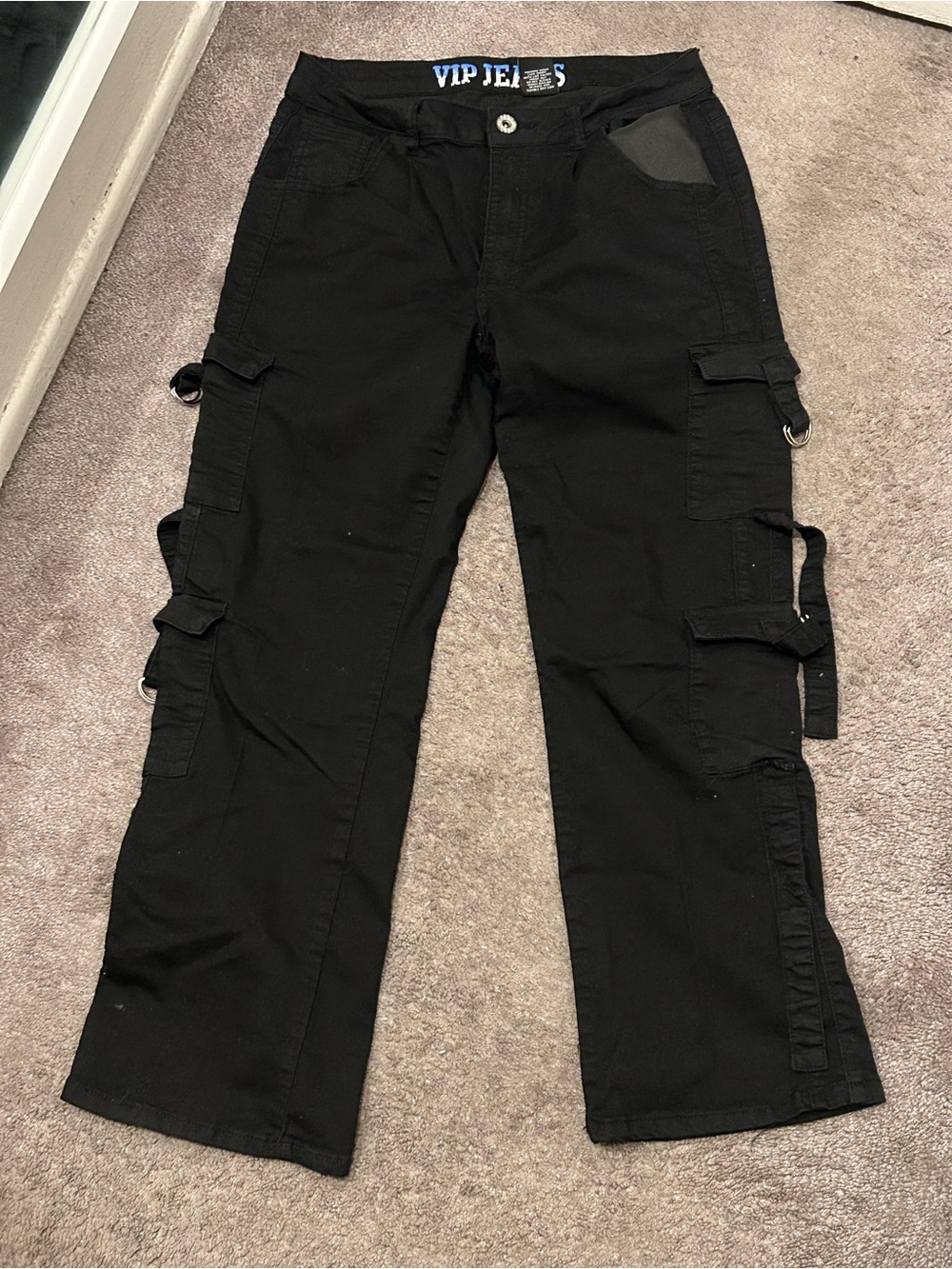 VIP Black Jeans with Blue Logo Waistband